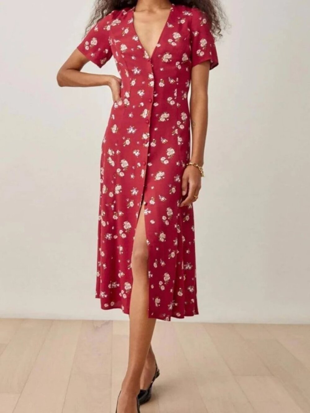 Reformation Locklin Dress - Red Floral - Size 8